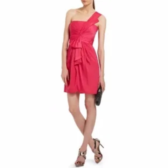 BCBG Max Azria Palais One Shoulder Dress - Begonia /Pink - Size 4 - Picture 4 of 16
